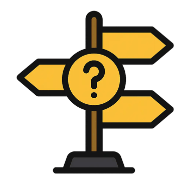 panneau de direction avec un point d'interrogation
