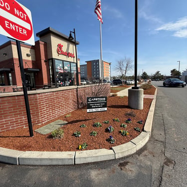 mulch installation at Chick-Fil-A by Capstone