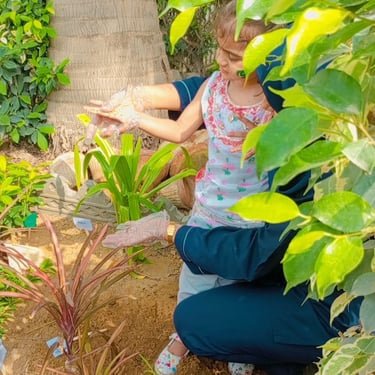 Child engaged in interactive sensory play