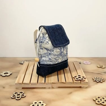 mini sac en jean et toile de Jouy