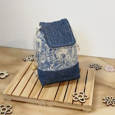 Mini sac en jean et toile de Jouy