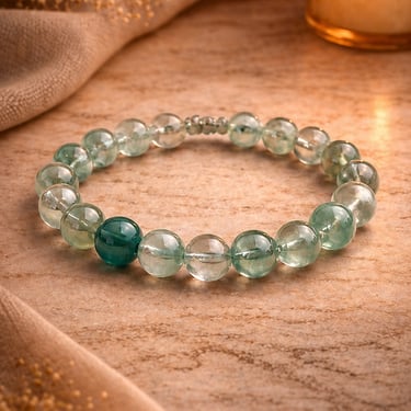 green fluorite bracelet natural stone for clarity focus emotional balance and mental reset