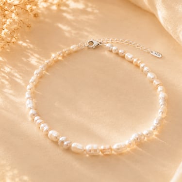 gray pearl necklace and white howlite bracelet for emotional balance calm feminine elegance and lunar energy