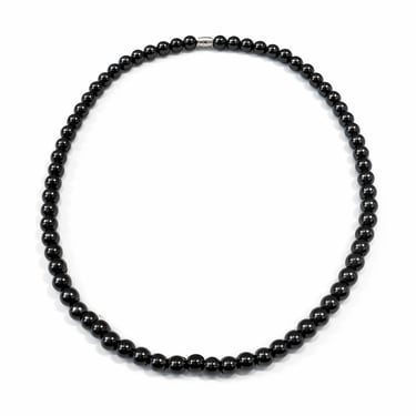 6mm hematite necklace with polished natural stone beads and magnetic clasp, minimalist black jewelry by Belle Mexico