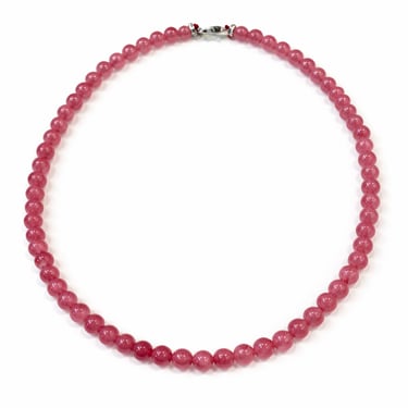 6mm pink jade necklace with natural stone beads, soft feminine jewelry handmade by Belle Mexico