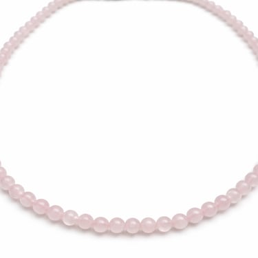 rose quartz necklace with soft pink natural beads, elegant crystal jewelry for self-love emotional balance and calm presence