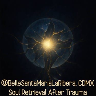 glowing sphere reassembling with golden threads, symbolizing soul retrieval after trauma & fragment
