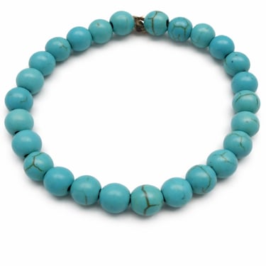 turquoise howlite bracelet with blue veined beads, calming crystal jewelry for emotional balance and confident expression
