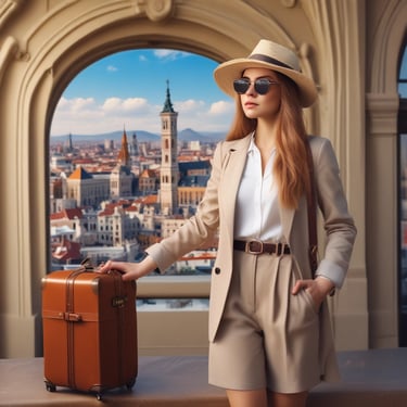 A large, modern hotel building with a distinctive triangular entrance, located along a waterfront with several yachts docked in the foreground. The architecture features tall glass windows, and the surrounding area includes palm trees and a few other buildings.