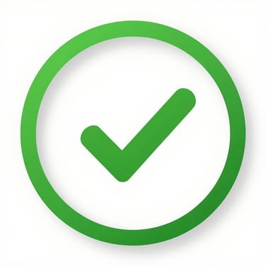 Green check mark icon in a circle indicating success, approval, or completion.