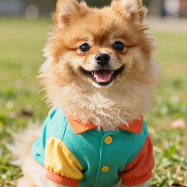 perrito colorido en el parque