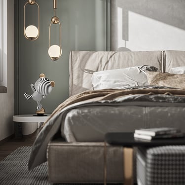 侘寂奶油風裝修案例-圓弧天花設計與大地色系客廳-幻想空間