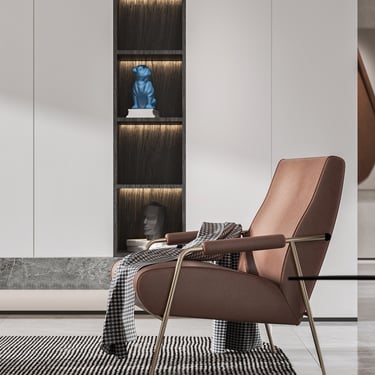 侘寂奶油風裝修案例-圓弧天花設計與大地色系客廳-幻想空間