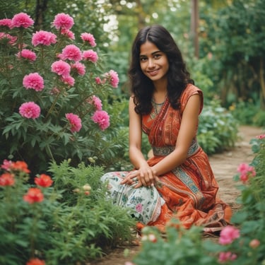 Portrait of a smiling woman in her 30s with natural background.