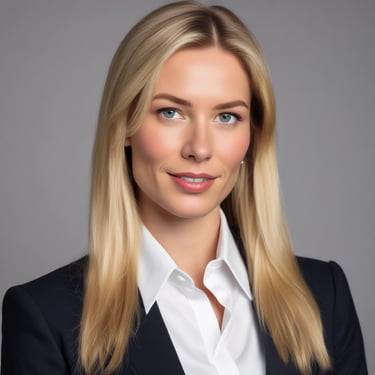 Portrait of a smiling middle-aged woman in a cozy home setting.