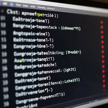 Macro shot of a terminal screen displaying database query execution plans, with subtle red status indicators on the side, high contrast technical lighting.