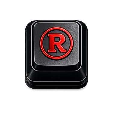 Icono de marca registrada que representa el registro y protección de marcas y nombres comerciales