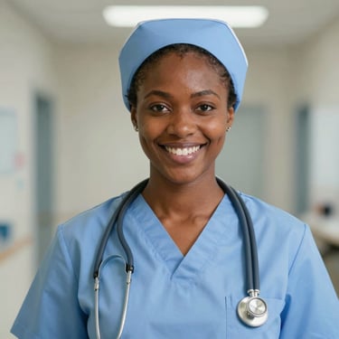 Two nurses sharing a laugh over coffee in a cozy break room.