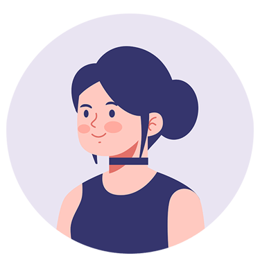 avatar de perfil de mujer sonriente con cabello oscuro recogido en un moño