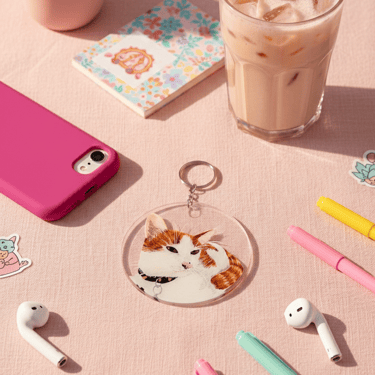 llavero pintado a mano de gato