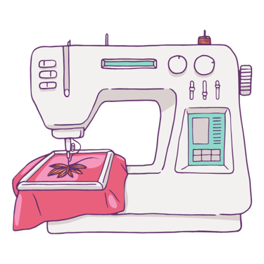 Ilustración de maquina de cocer