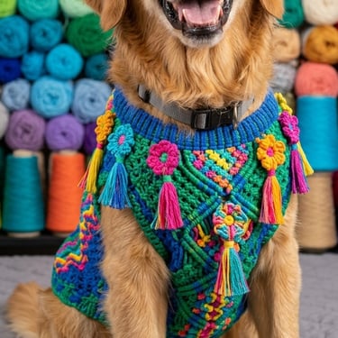 PERRO CHALECO VERDE ROSA AMARILLO