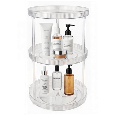3 tier PET cosmetic turntable organizer wholesale
