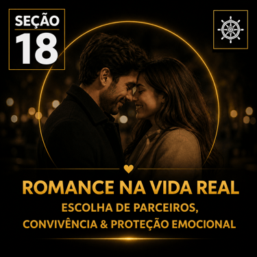 Capa da “Seção 18 - Romance na Vida Real”, com fundo preto e detalhes dourados.
