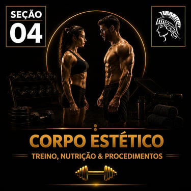 Capa da “Seção 04 – Corpo Estético”, com fundo preto e detalhes dourados.
