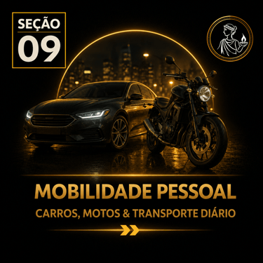 Capa da “Seção 09 - Mobilidade Pessoal”, com fundo preto e detalhes dourados.