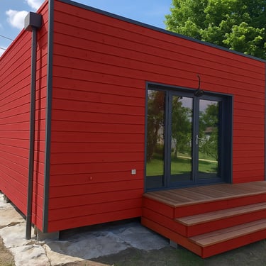 masion cube moderne en bardage bois et peinture naturelle Dalsberg