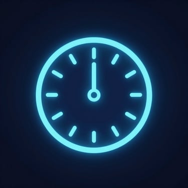 Yellow minimalist clock icon on a dark blue background representing time management and scheduling.