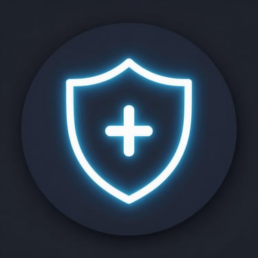 Yellow shield security icon on a dark circle for data protection and safety.