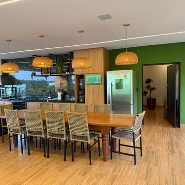 area gourmet e entrada da sala do El Shaddai Rancho para alugar em Miguelópolis SP