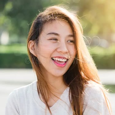 A happy and satisfied young tourist enjoying her vacation with an E-visa for bali.