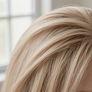 Close-up of intricate hand-painted line art on structured gel extensions, bright editorial photography, soft natural window light, warm neutral tones, crisp focus.