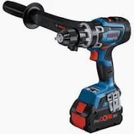 Bosch 18V cordless hammer drill with ProCORE battery and side handle for construction.