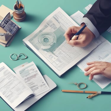 Man reviewing financial documents at home, looking relieved and hopeful.