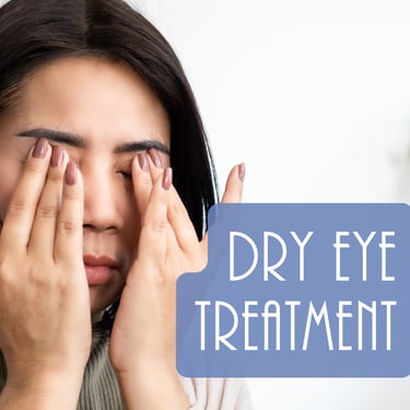 Dry Eye Treatment, woman rubbing eyes from dry eye symptoms