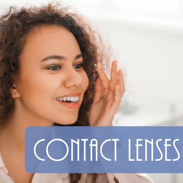 Contact Lens services, woman putting contact lens in her eye