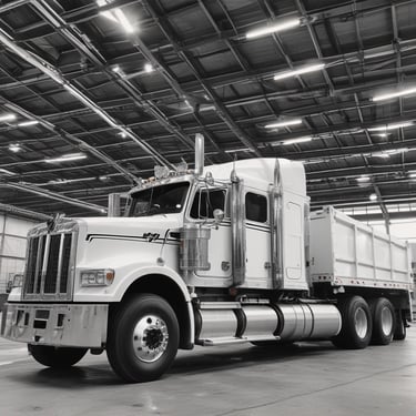 A warehouse worker coordinating freight transfers with a Nocturnal Global Solutions truck in the background.