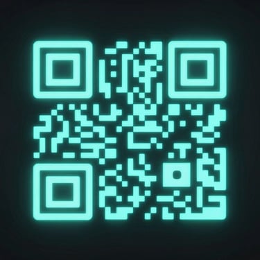 Minimalist QR code for Nexus Kasino app download, glowing neon cyan lines on a dark background, sleek digital 3D render, high-contrast tech aesthetic.