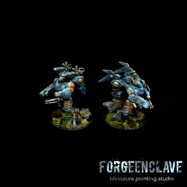 tau empire t'au warhammer warhammer40000 gamesworkshop grimdark weathering coldstar enforcer battlesuit commander