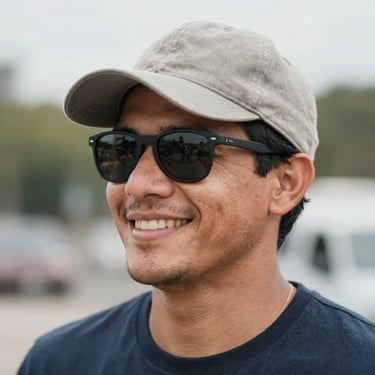 Happy man unboxing a package with excitement