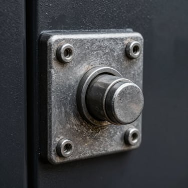 Close-up of a heavy-duty armored door steel lock bolt mechanism, high-contrast metallic highlights, steel gray tones, sharp macro focus