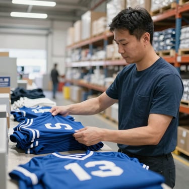 Close-up of a detailed soccer jersey fabric showing vibrant colors and stitching.