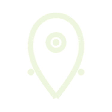 White map location pin icon with a circular center point isolated on a solid black background.