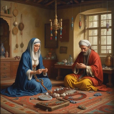 Cozy home workshop with traditional design tools and warm lighting