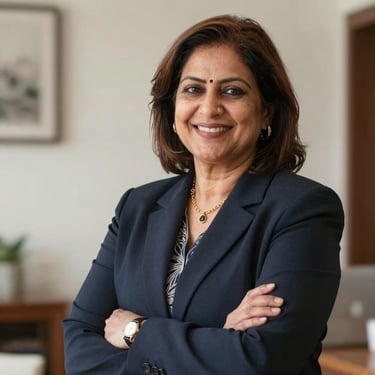 Photo of a cheerful pakistani businesswoman reviewing documents in an office setting.