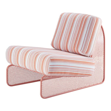 Outdoor lounge chairs with striped cushions, soft performance fabric and warm patio styling for comf